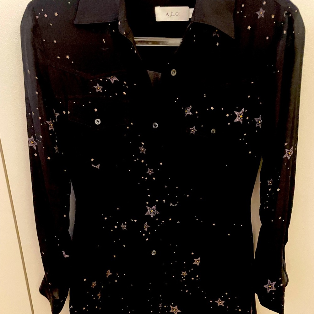 ALC black silk shirtdress